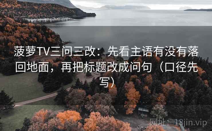 菠萝TV三问三改:先看主语有没有落回地面,再把标题改成问句(口径先写)